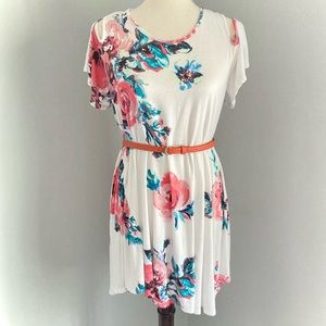 Reb & J 220 Floral Cold Shoulder Tunic Dress